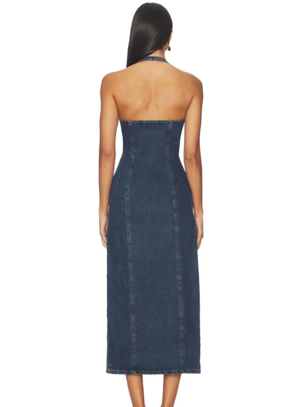 NWT LIONESS Kenny Denim Button Down Halter Maxi Dress Small - Picture 3 of 5